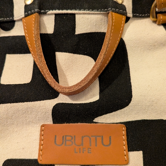 Ubuntu Life Black and Cream Patterned Backpack - Picture 2 of 8